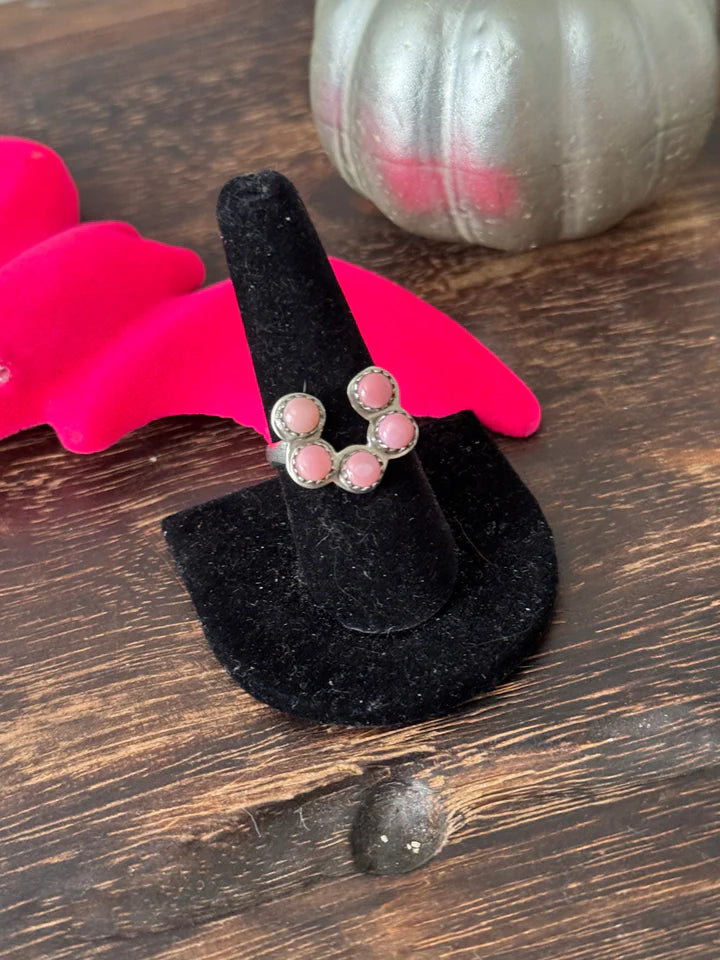 Pink Conch Shell Native American Cluster Southwestern Ring