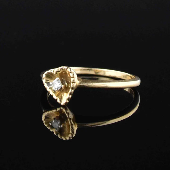 14k Gold Vermeil Heart Shaped Solitaire Engagement Ring