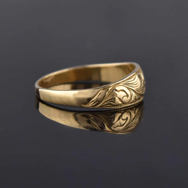 Antique Art Nouveau 14K Gold Vermeil Wedding Band Ring