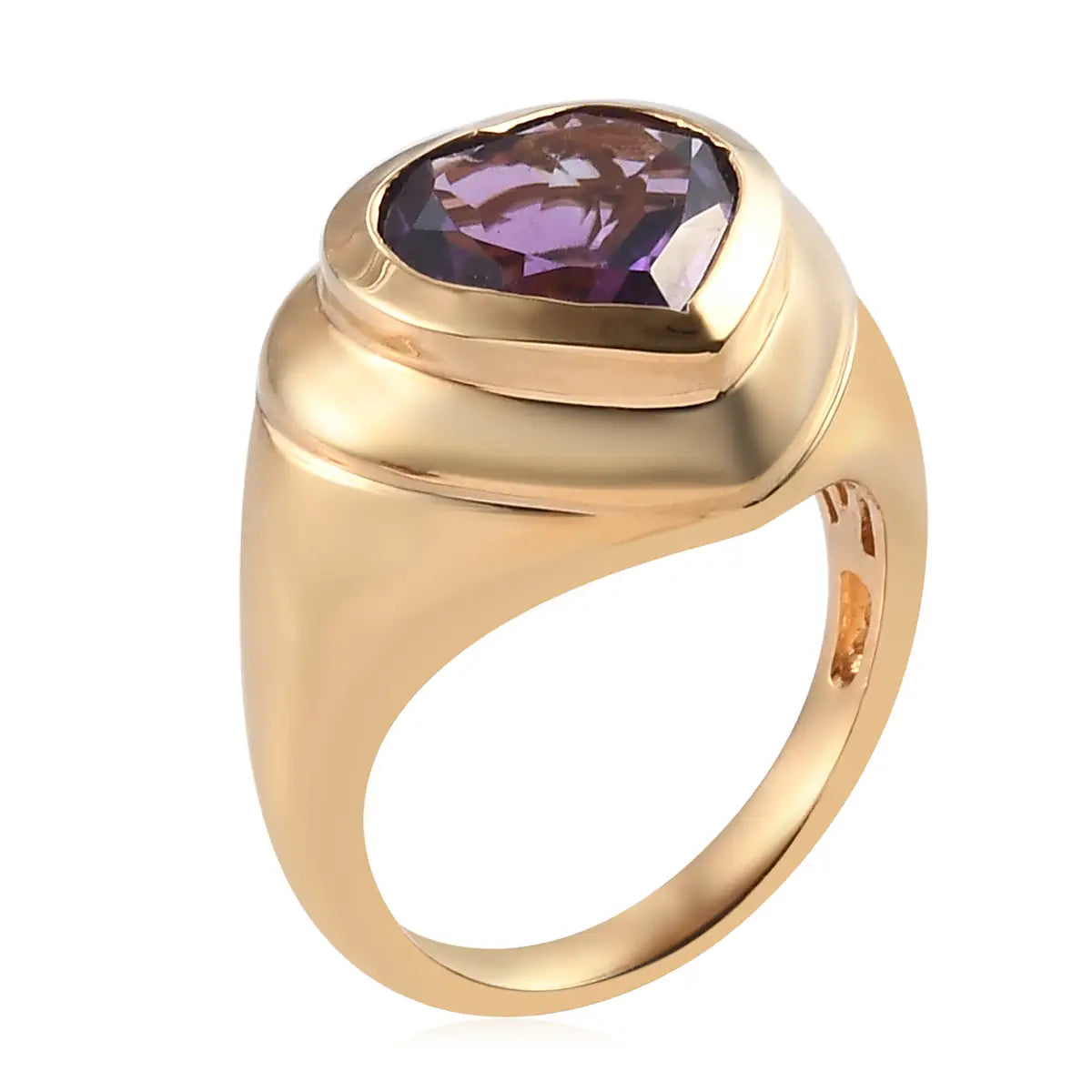 Siegelringe mit Herzschliff aus natürlichem Amethyst – Ringe aus 14-karätigem Gold-Vermeil