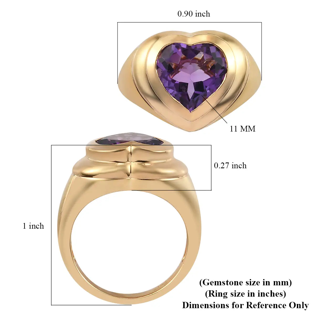 Siegelringe mit Herzschliff aus natürlichem Amethyst – Ringe aus 14-karätigem Gold-Vermeil