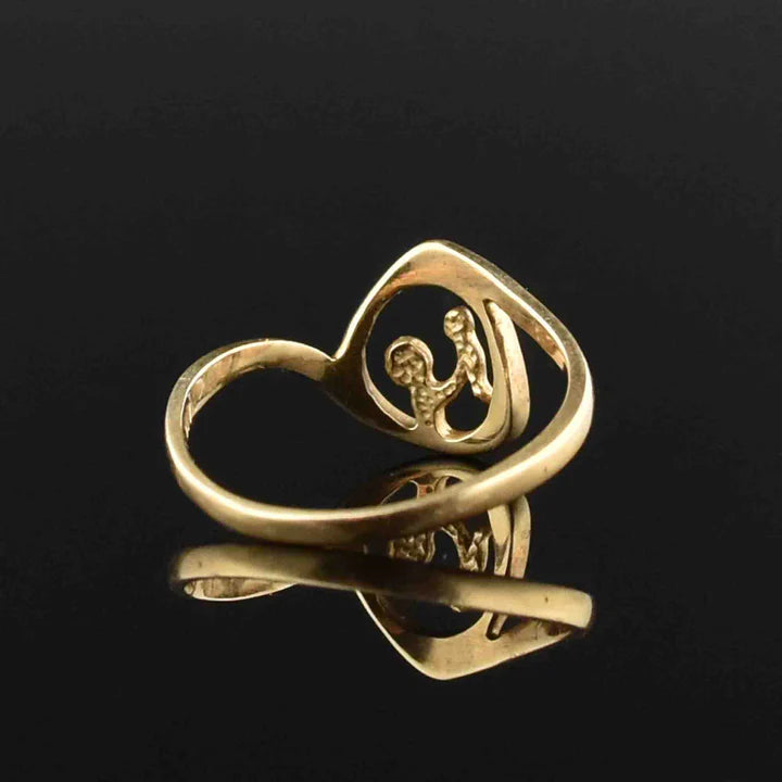 Vintage 14K Gold Vermeil Mother Baby Cutout Push Present Ring