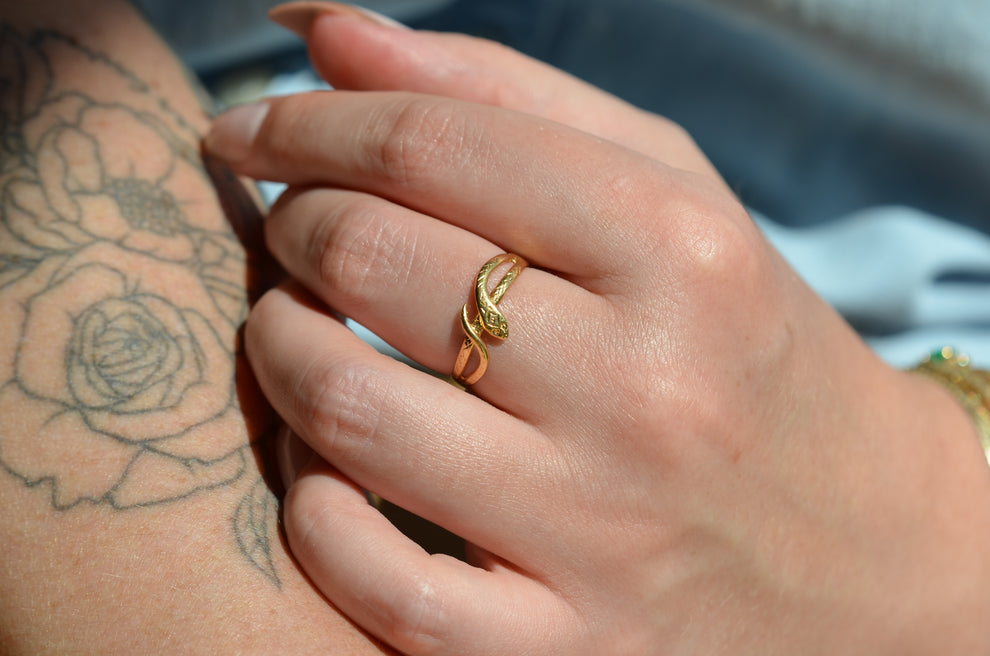 Slim Snake Minimalist Vintage Statement  Rings For Women - 14k Gold Vermeil Rings