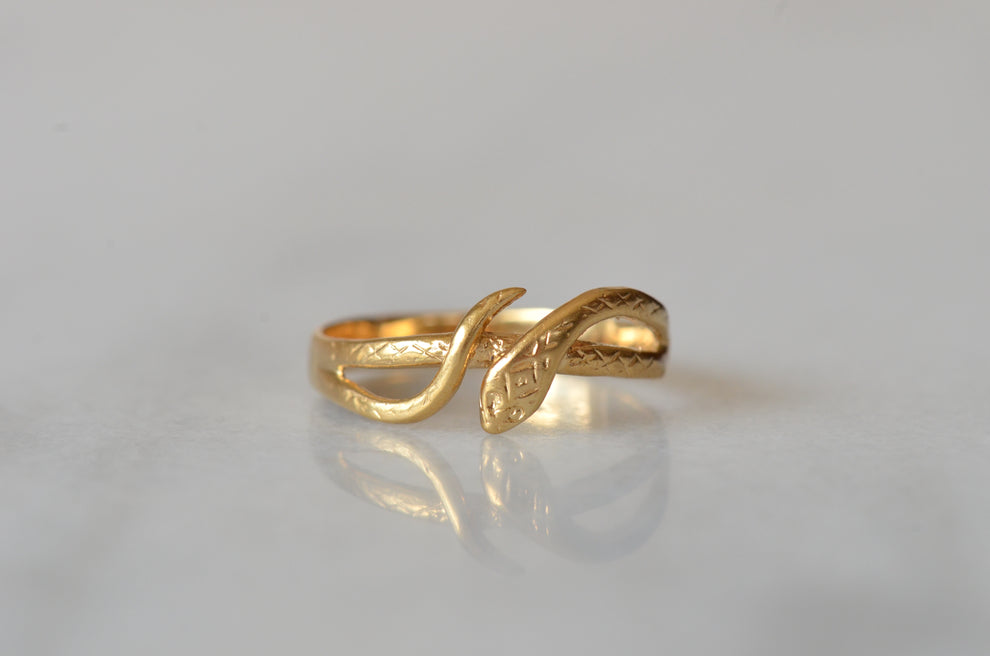 Slim Snake Minimalist Vintage Statement  Rings For Women - 14k Gold Vermeil Rings