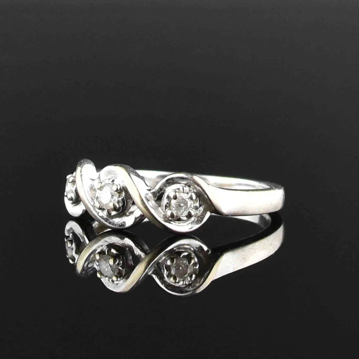 Natural Round Cut Cubic Zirconia Three Stone 925 Sterling Silver Engagement Rings