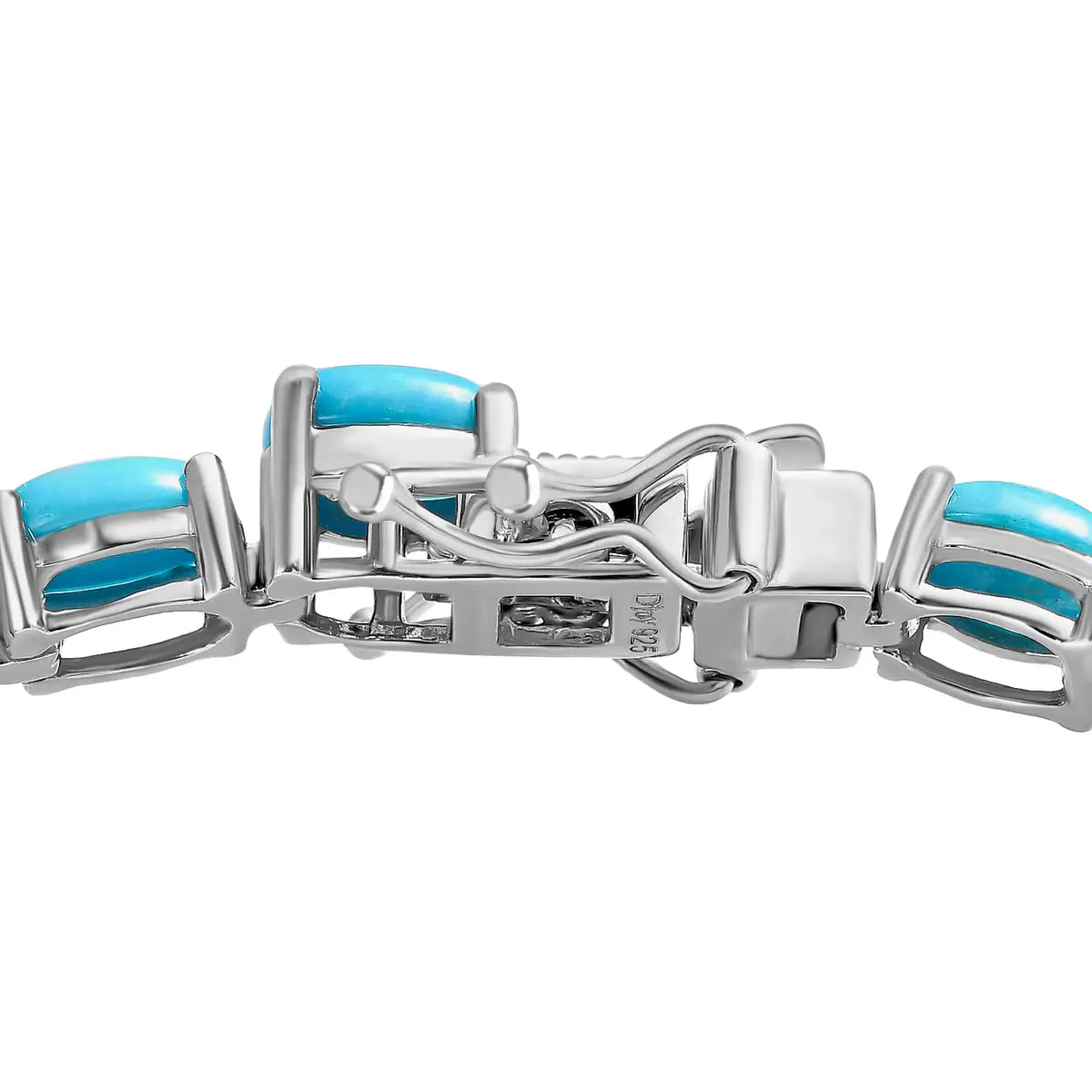 Natural Oval Cut Sleeping Beauty Turquoise Tennis Statement Bracelets For Women - 925 Sterling Silver Bracelets