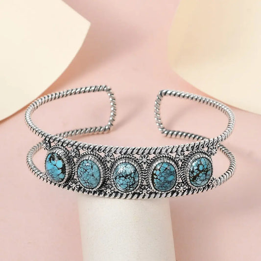 Bracelet manchette turquoise amérindien - Bracelet en argent sterling - Bracelets du Sud-Ouest
