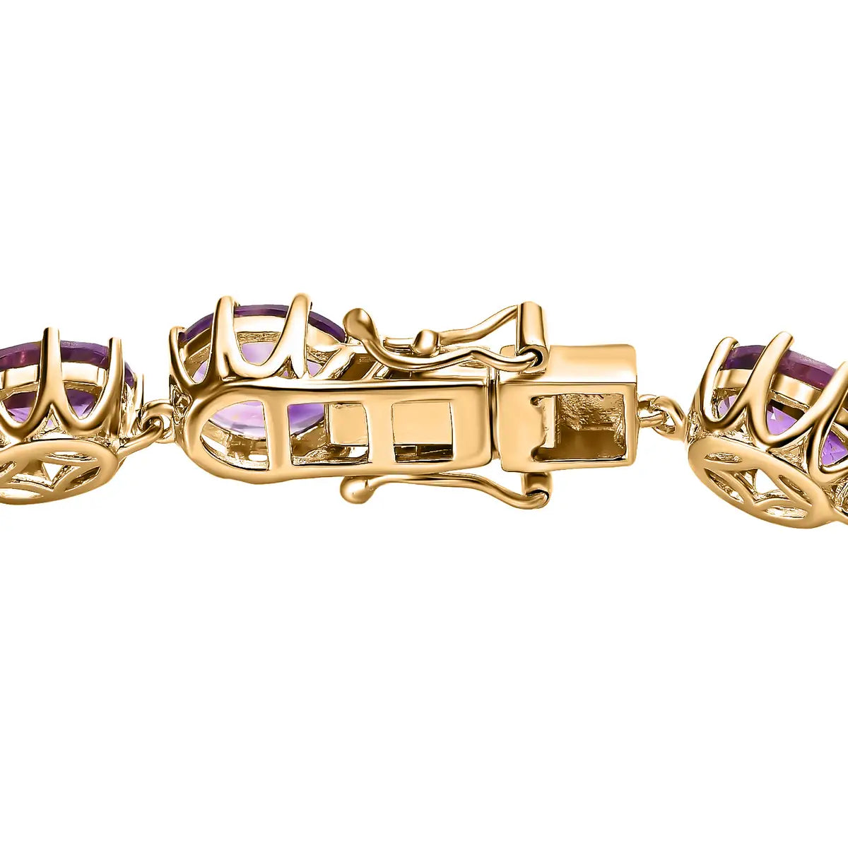 Natural Oval Cut Amethyst Vintage Statement Bracelet For Women - 14k Gold Vermeil Amethyst Bracelet