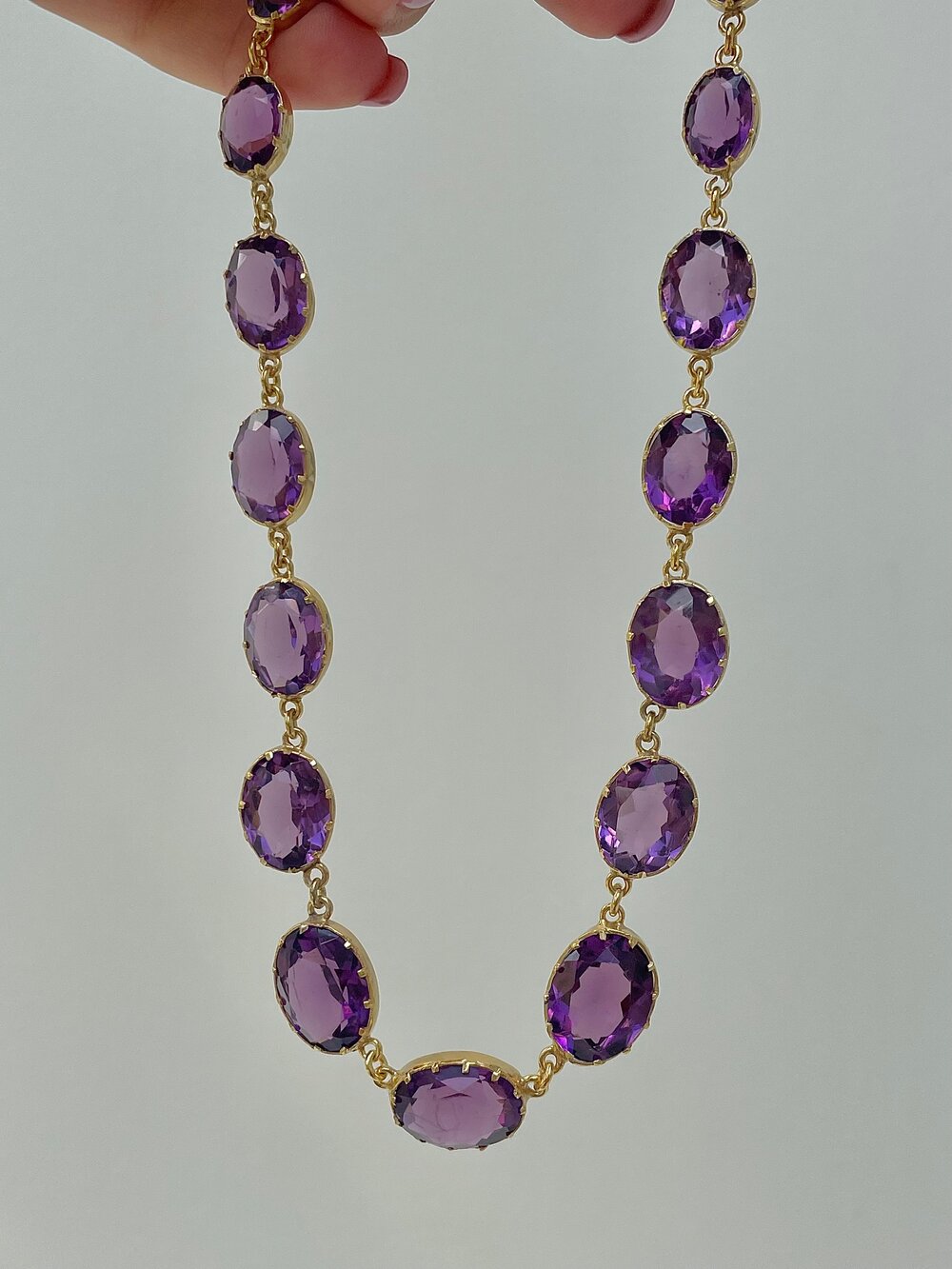 Anna Wintour Amethyst Riviere Necklace - 14k Gold Vermeil Victorian Style Necklace