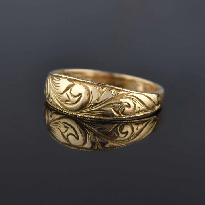 Antique Art Nouveau 14K Gold Vermeil Wedding Band Ring