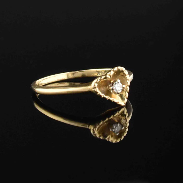 14k Gold Vermeil Heart Shaped Solitaire Engagement Ring