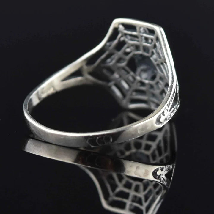 Spider Web Gothic Style 925 Sterling Silver Vintage Statement Rings For Women