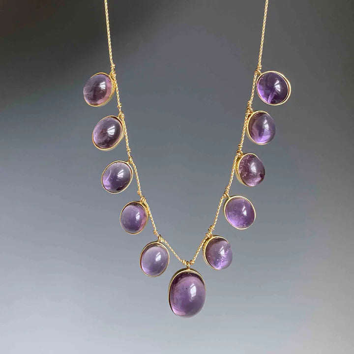 Anna Wintour Amethyst-Halskette – Halskette im viktorianischen Stil aus 14-karätigem Gold-Vermeil