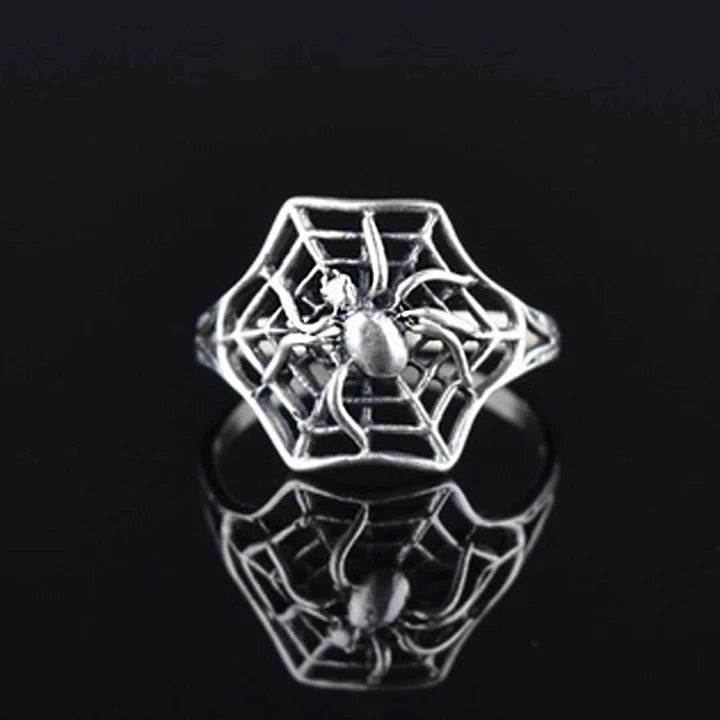 Spider Web Gothic Style 925 Sterling Silver Vintage Statement Rings For Women