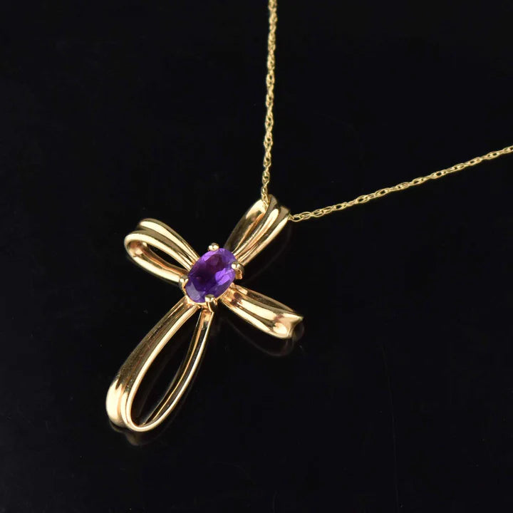 Anna Wintour Amethyst-Halskette – Halskette im viktorianischen Stil aus 14-karätigem Gold-Vermeil