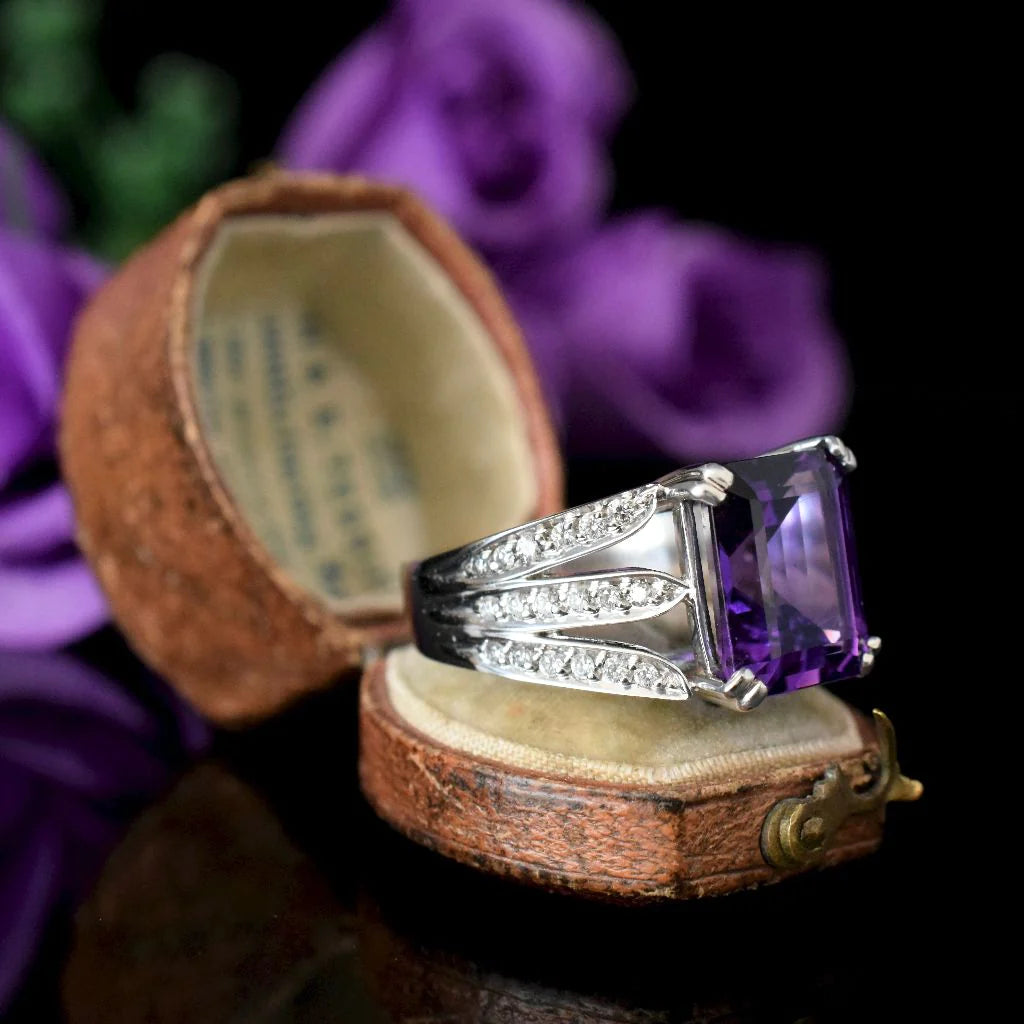 Natürlicher Amethyst-Solitärring im Smaragdschliff – Ringe aus 925er Sterlingsilber