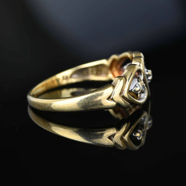 Triple Heart Shaped Vintage Gold Vermeil Engagement Rings