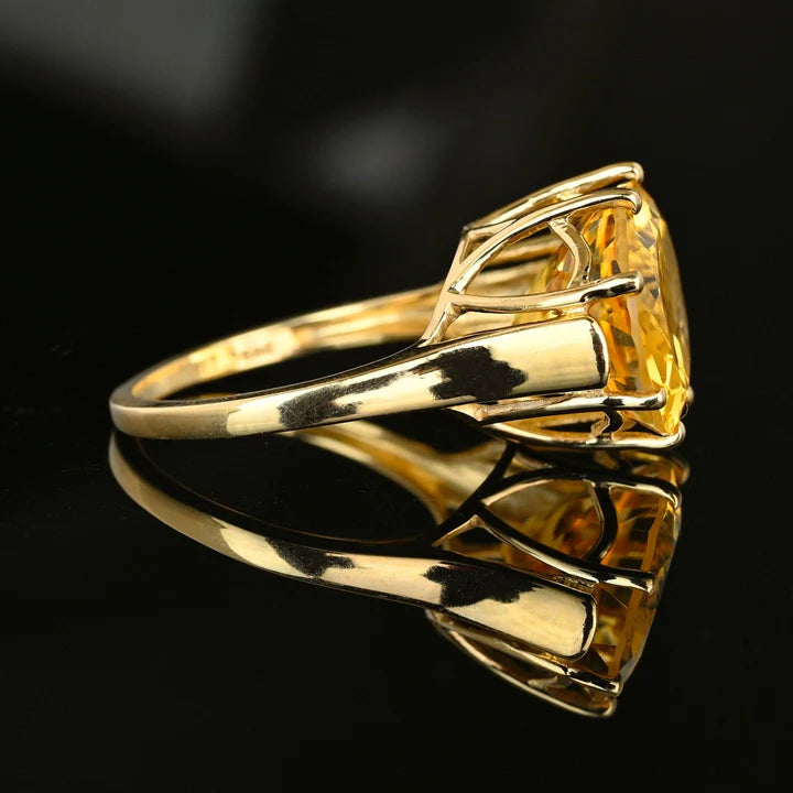 Natural Citrine East West Six Prong Engagement Ring - 14k gold Vermeil Rings
