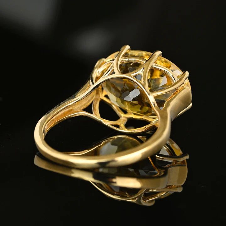 Natural Citrine East West Six Prong Engagement Ring - 14k gold Vermeil Rings