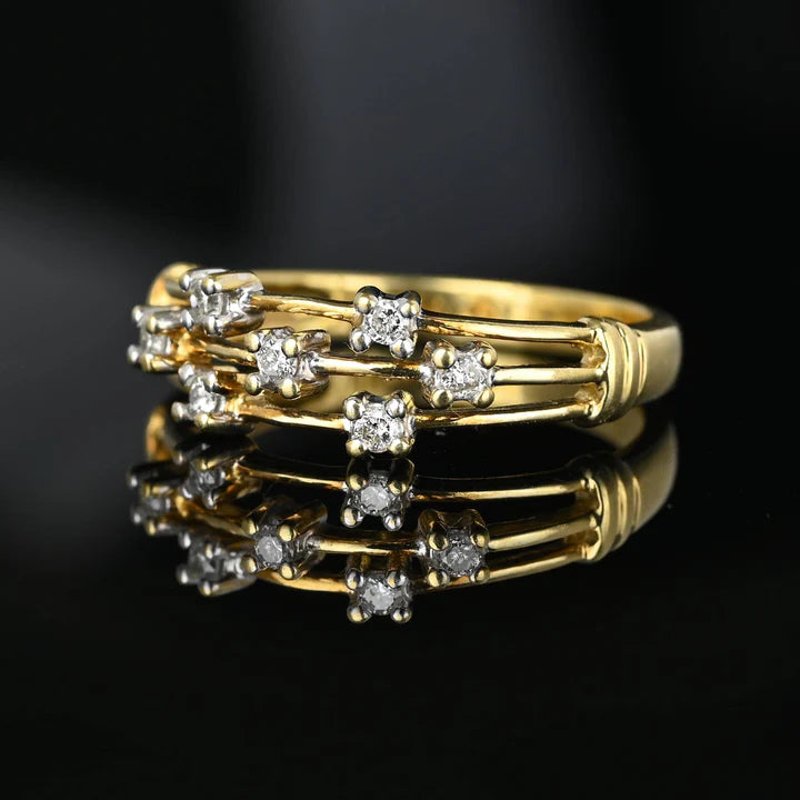 Three Band Estate Vintage Engagement 14k Gold Vermeil Rings