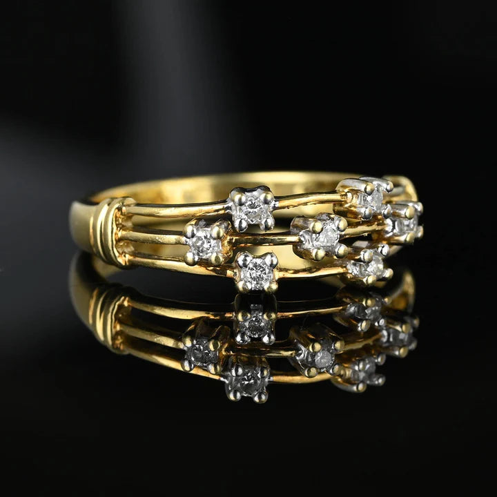 Three Band Estate Vintage Engagement 14k Gold Vermeil Rings