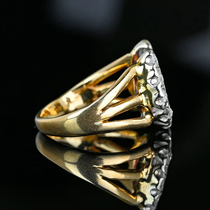 Cubic Cluster HorseShoe Vintage Statement 14k Gold Vermeil Ring
