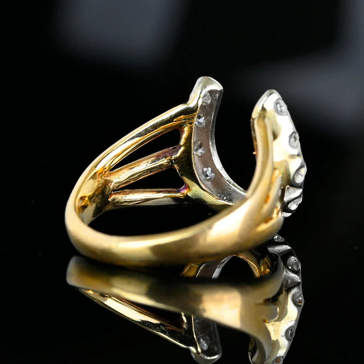 Cubic Cluster HorseShoe Vintage Statement 14k Gold Vermeil Ring