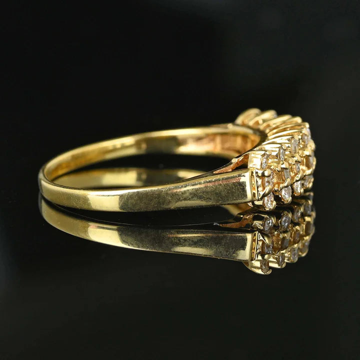Classic 14K Gold Vermeil Chevron Three Row Cubic Zirconia Ring