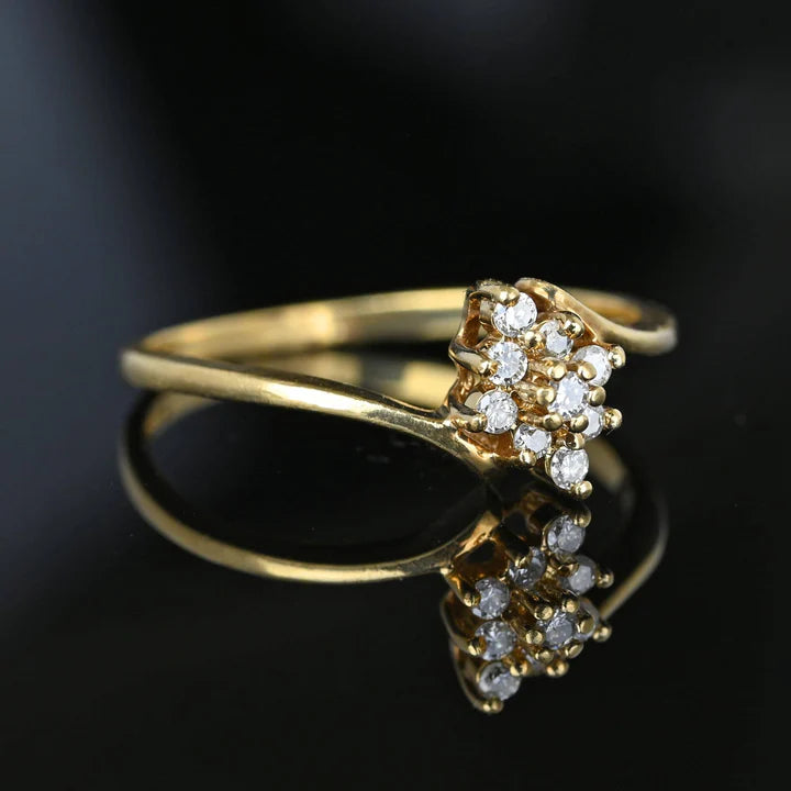 Vintage Cubic Zirconia Cluster Bypass Engagement Rings - 14k Gold Vermeil Ring