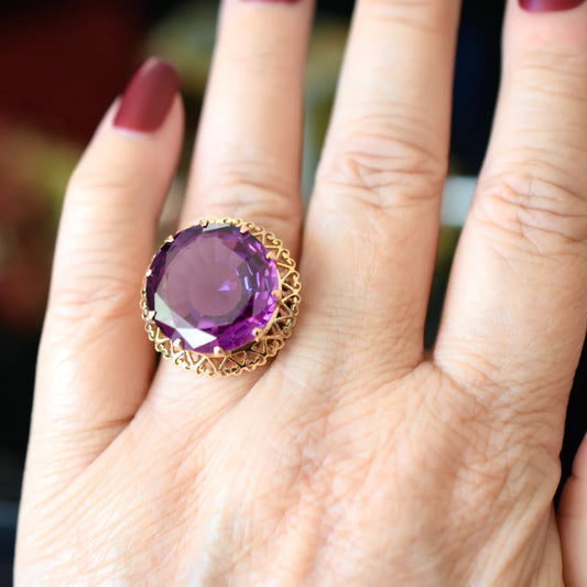 Filigraner Vintage-Ring mit Amethyst – Ringe aus 14-karätigem Gold-Vermeil