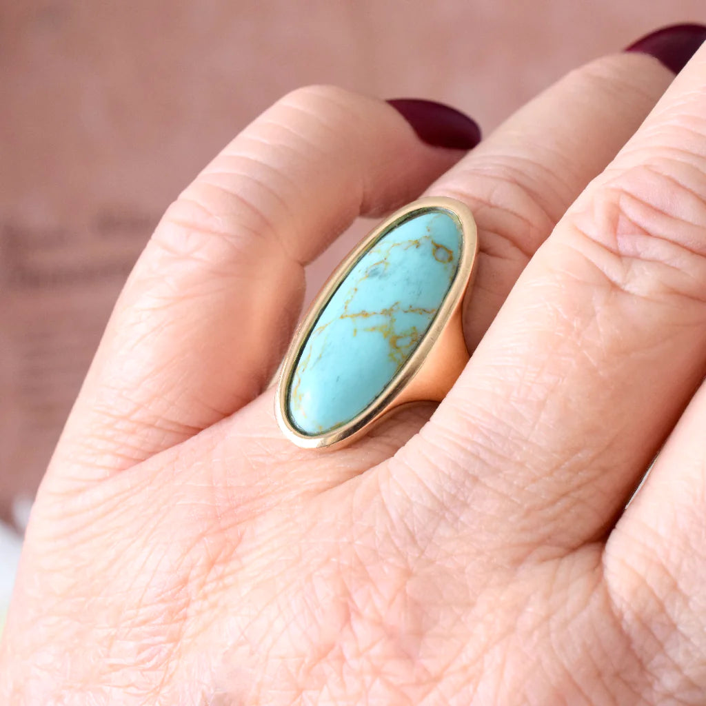 Vintage Turquoise Bezel Set Ring