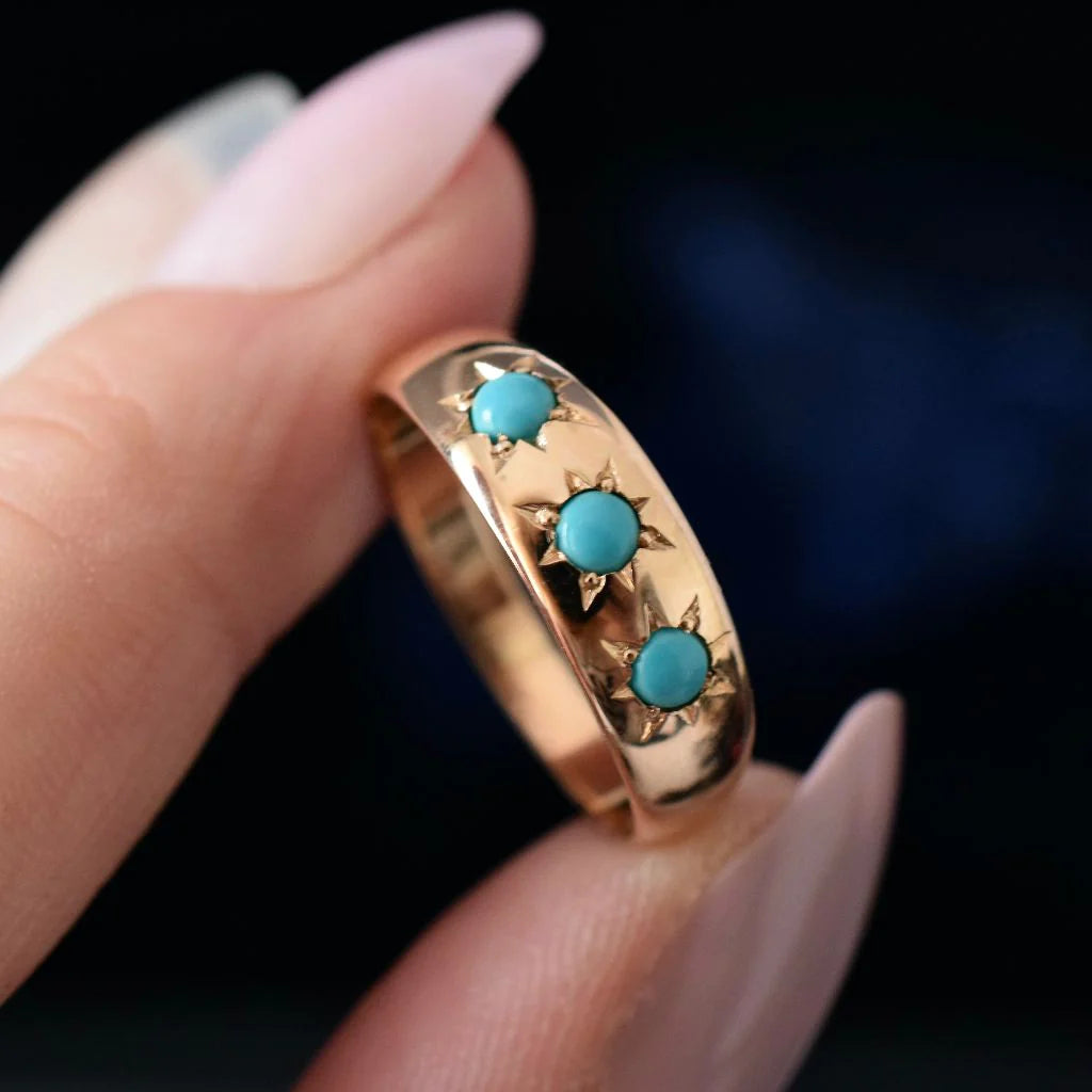 Natural Turquoise Gypsy Ring 