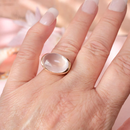 Vintage Rose Quartz Bezel Set Rings