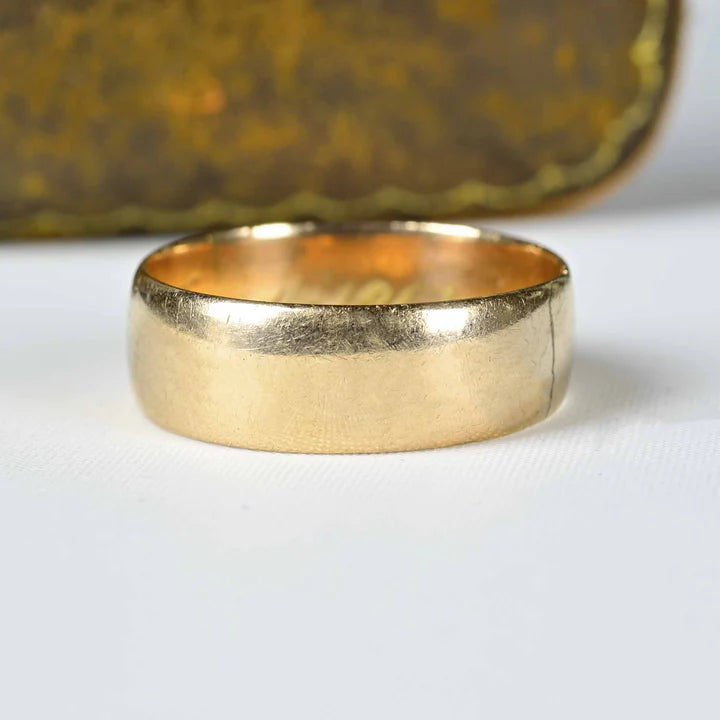 14k Gold Vermeil Wide Band Engagement Ring