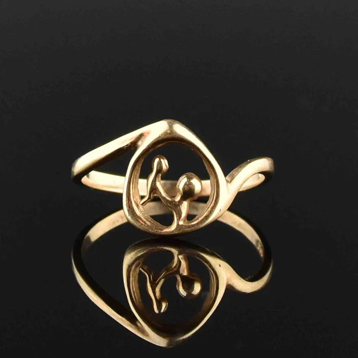 Vintage 14K Gold Vermeil Mother Baby Cutout Push Present Ring