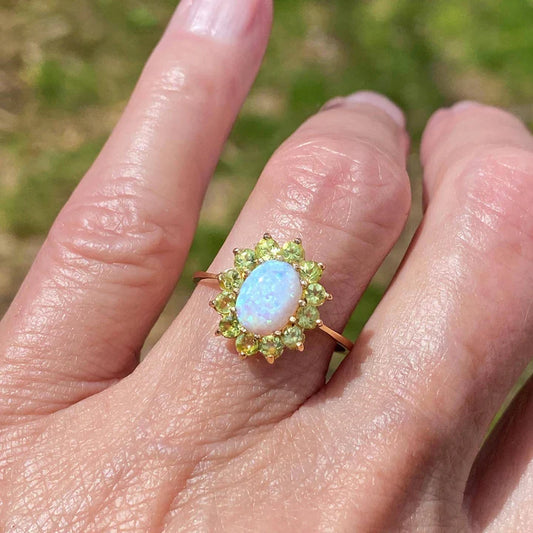 Lab Created Opal Cluster Ring