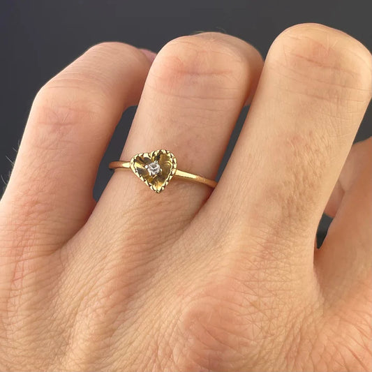 14k Gold Vermeil Heart Shaped Solitaire Engagement Ring