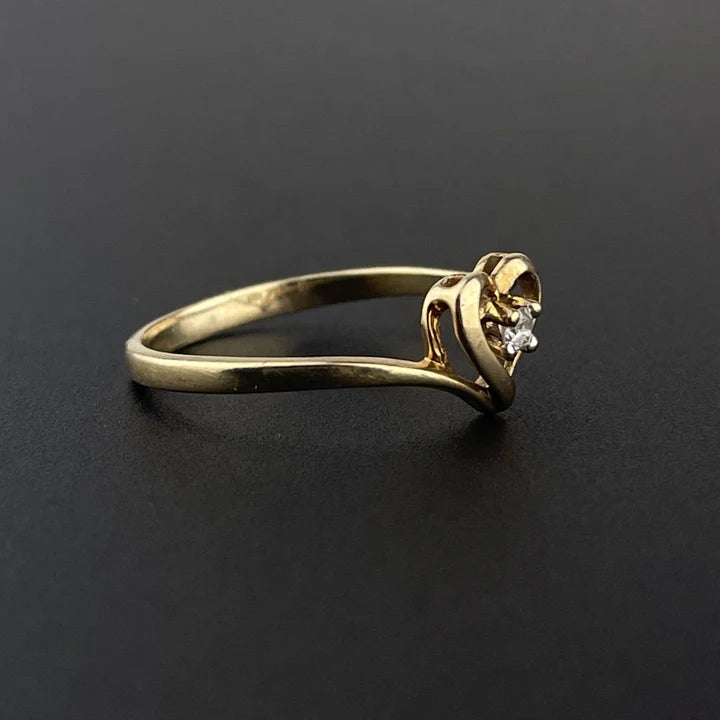 Heart Shaped Solitaire Minimal Vintage 14k Gold Vermeil Ring