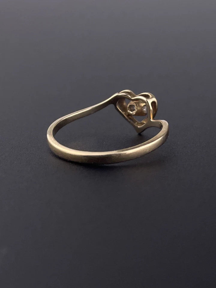 Heart Shaped Solitaire Minimal Vintage 14k Gold Vermeil Ring