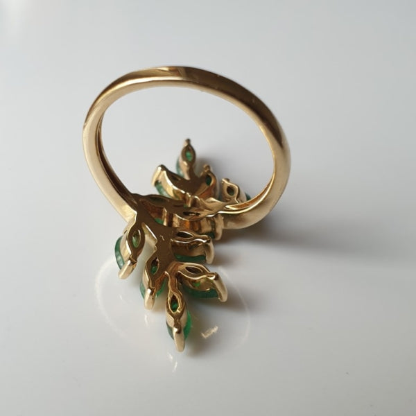 Natural Green Onyx Olive Branch Wrap Ring - 14k Gold Vermeil RIng