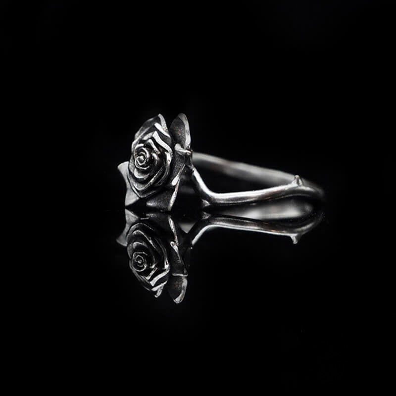 Dark Rose Minimalist Vintage Rings For Women - Black Rhodium Plated Rings