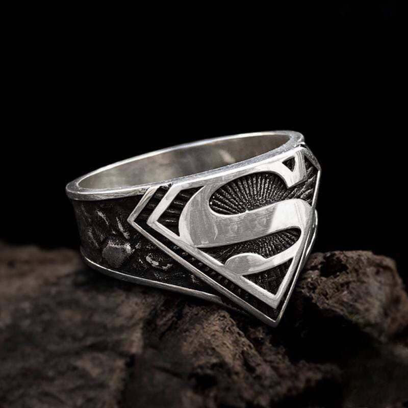 Superman Sterling Silber Ring – Buchstabe „S“ Ringe – Geschenk für ihn