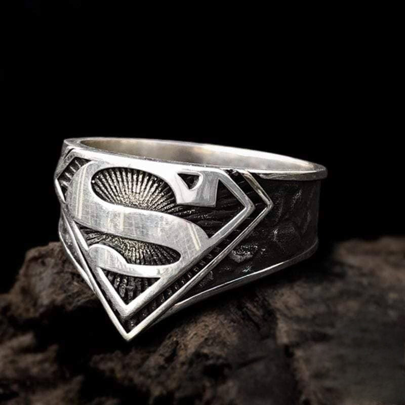 Superman Sterling Silver Ring - Lettre « S » Anneaux - Cadeau pour lui