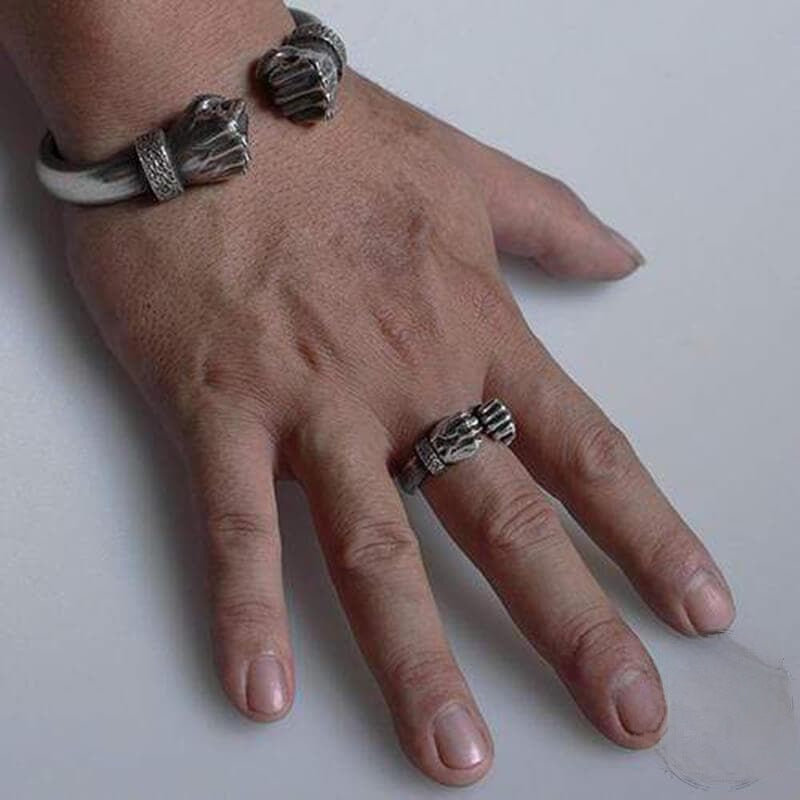 Power Of Fists Sterling Silver Rings - Rings For Men - Bodybuilder Rings