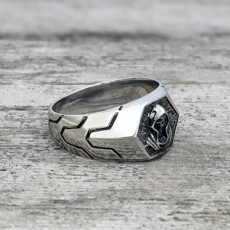 Grim Reaper Skull Ring - 925 sterling Silver Gothic Rings - Halloween Rings