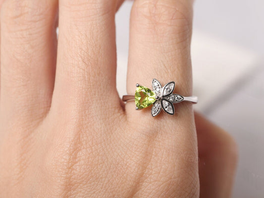 Cute Peridot Promise Rings