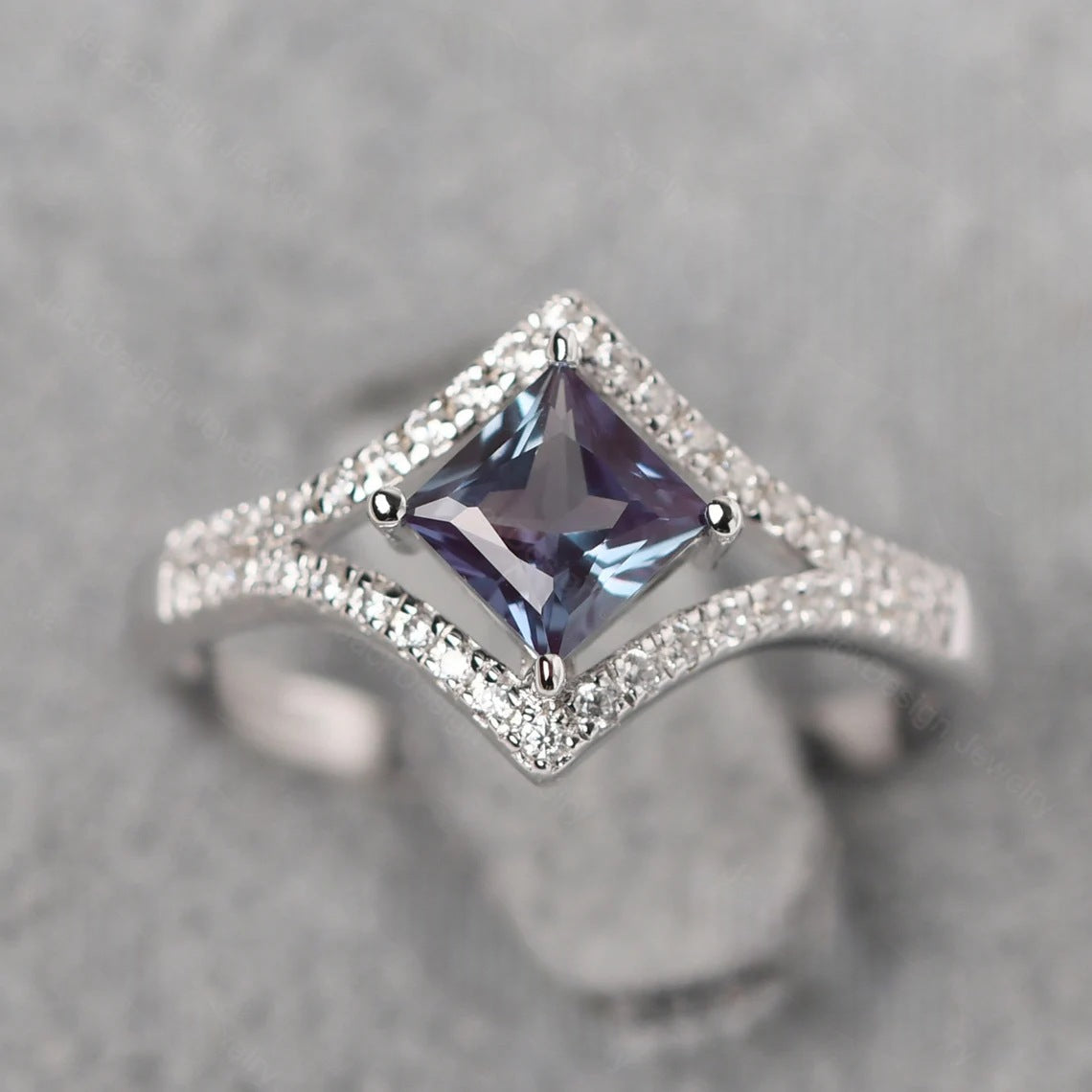 Alexandrite Solitaire Ring  - 925 Sterling Silver Ring