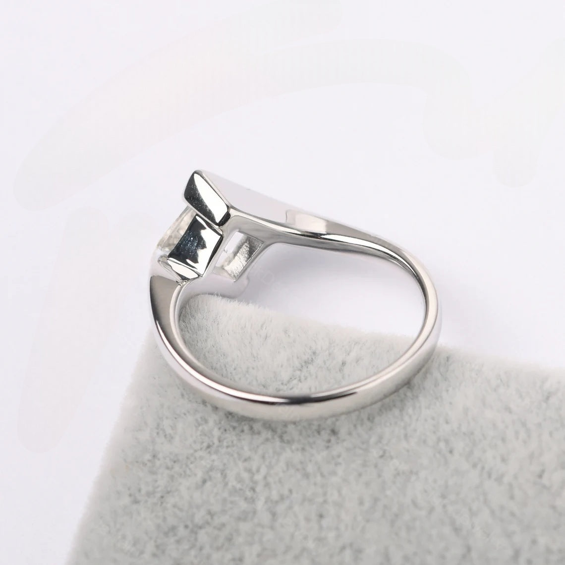 Natural Square Cut White Topaz Promise Ring - 925 Sterling Silver Ring