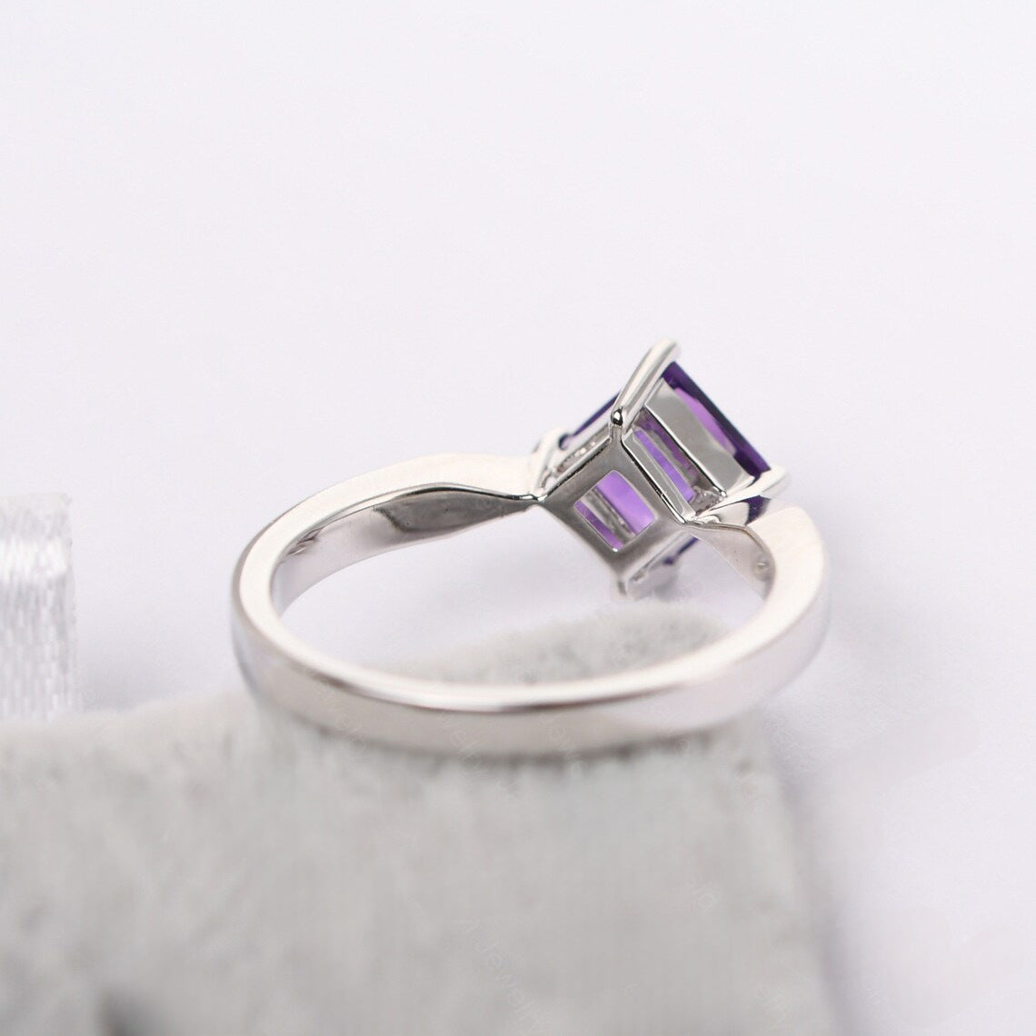 Natürlicher Amethyst-Verlobungsring im Quadratschliff – Ring aus 925er Sterlingsilber