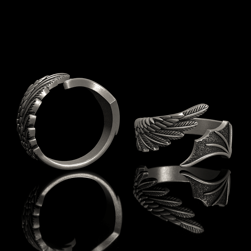Engels- und Dämonenflügel-Ring – Ring aus 925er Sterlingsilber